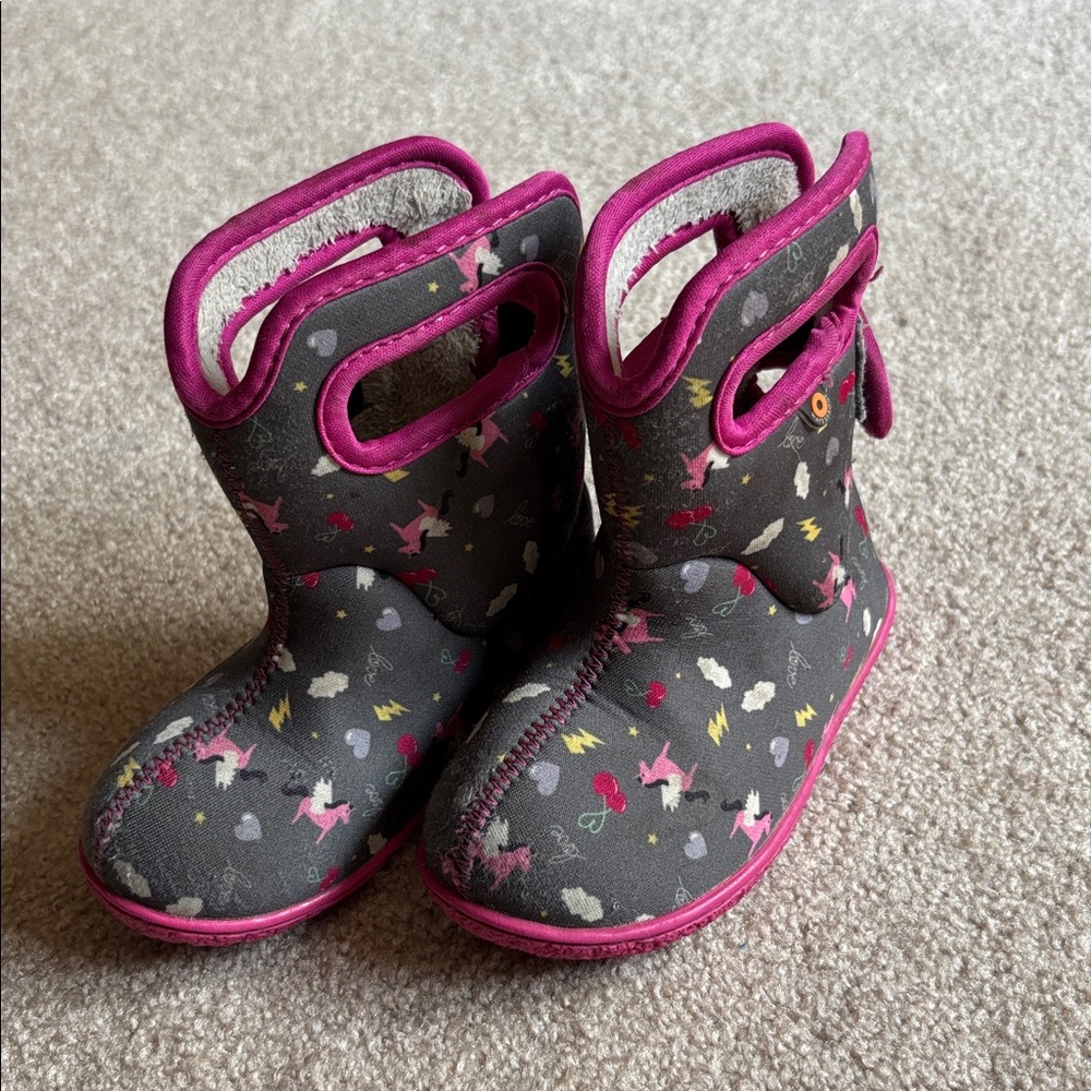 Bogs Kids' Pink and Black Unicorn Boots (little kid)